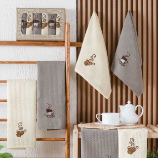 Набор салфеток кухонных вафельных ТМ Nilteks Coffe 40х60 6 шт