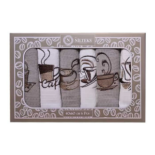Набор салфеток кухонных вафельных ТМ Nilteks Coffe 40х60 6 шт