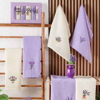 Набор салфеток кухонных вафельных ТМ Nilteks Лаванда 40х60 6 шт