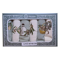 Набір серветок кухонних вафельних ТМ Nilteks Олива 40х60 6 шт