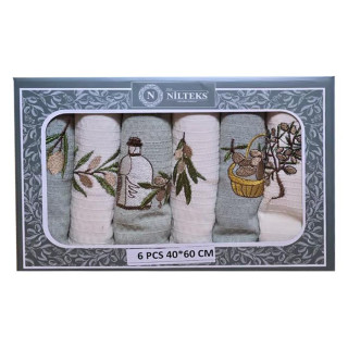 Набор салфеток кухонных вафельных ТМ Nilteks Олива 40х60 6 шт