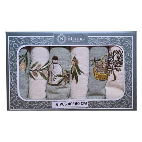 Набор салфеток кухонных вафельных ТМ Nilteks Олива 40х60 6 шт