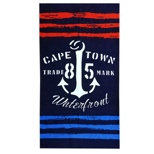 Полотенце пляжное велюровое Турция Cape Town синее