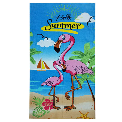 Полотенце пляжное велюровое Турция Розовый Фламинго
