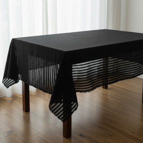 Скатертина прямокутна Exklusiv jacquard Silver Чорна 160*220