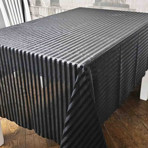 Скатертина прямокутна Exklusiv jacquard Silver Чорна 160*220