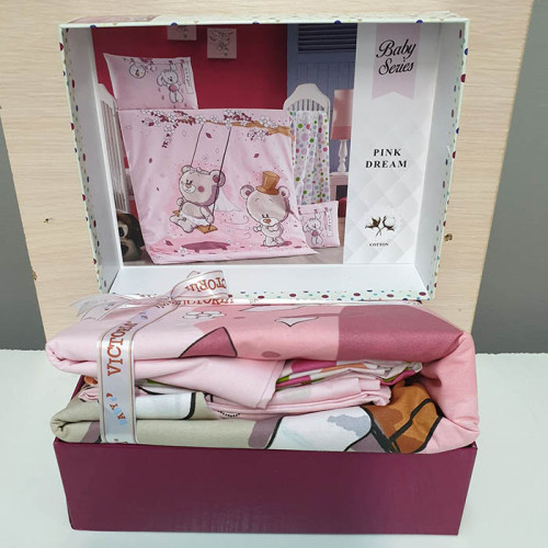 Детское постельное белье в кроватку ТМ Victoria ранфорс Pink Dream