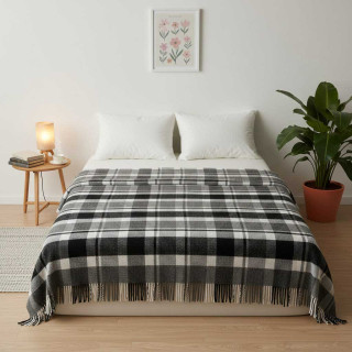 Плед полушерстяной ТМ Vladi Метро № 1 бел-дым-т.сер