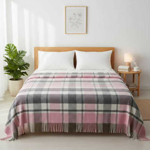 Плед полушерстяной ТМ Vladi Метро № 1 бел-роз-дым