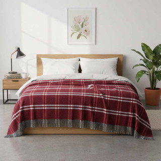 Плед напіввовняний ТМ Vladi Метро № 2 дим-біл-черв