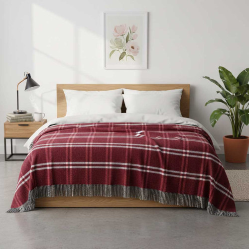 Плед полушерстяной ТМ Vladi Метро № 2 дим-бел-красн