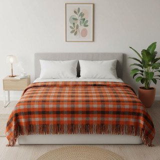 Плед напіввовняний ТМ Vladi Метро Rigoletto № 28s оранж-кор.-св.беж