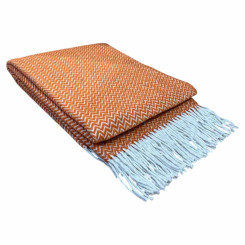 Плед напіввовняний ТМ Vladi Метро Зігзаг № 12 біл-помаранч