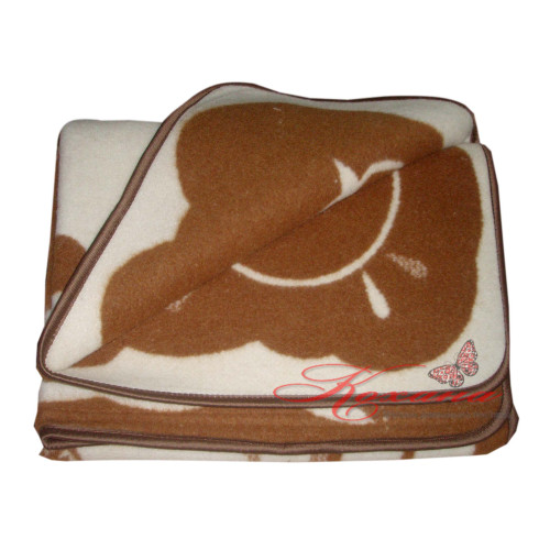 Одеяло жаккардовое шерстяное ТМ Vladi детское Мишка на лужайке коричневое