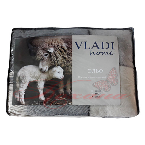 Плед шерстяной ТМ Vladi Эльф № 1 бел-сер-т.сер