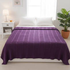 Плед в'язаний ТМ Zeyd Home 200х220 фіолетовий