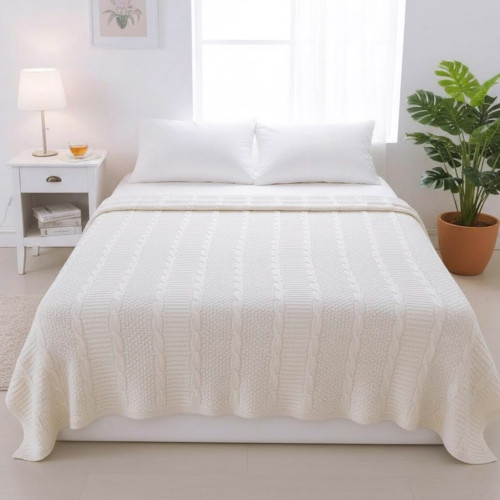 Плед в'язаний ТМ Zeyd Home 200х220 кремовий